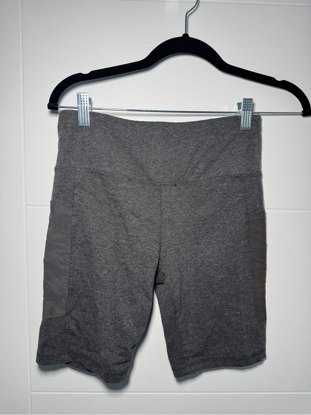 bebe Charcoal Gray High-Rise Bike Shorts with Side Pockets